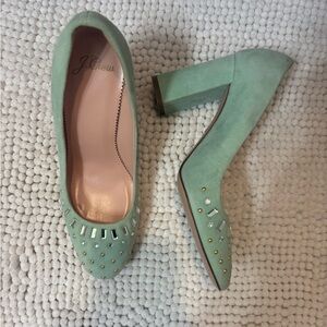 JCREW Mint Green Jeweled Heels